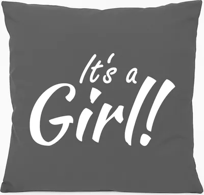 Produktbild von Huuraa Kissen It`s a Girl! Schriftzug 40x40cm mit Füllung Steel Grey Baumwolle Dekokissen Geschenkidee