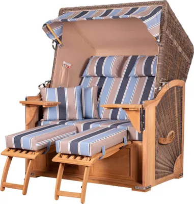 Produktbild von Strandkorb-Set - bene living - Schaalsee Teak - PE grau - Modell 580 - inkl. Liftersystem