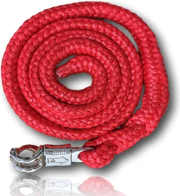 Produktbild von Führstrick mit Panikhaken für Pferde, Ponys, Anbindestrick Länge 1,60 m - Farbe rot