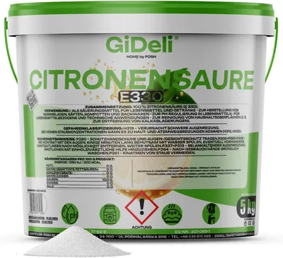 Produktbild von Zitronensäure 5kg Entkalker Citric Acid Lebensmittelqualität E330 Vegan GiDeli