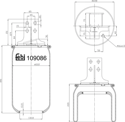 Produktbild von FEBI BILSTEIN Luftfederbalg 109086 Hinten für IVECO S-WAY 393mm 130mm 228mm