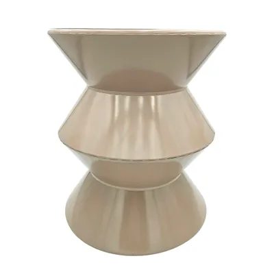 Produktbild von Couchtisch Beistelltisch beige 37x30 Retro Metalltisch rund kleiner Tisch Pflanztisch