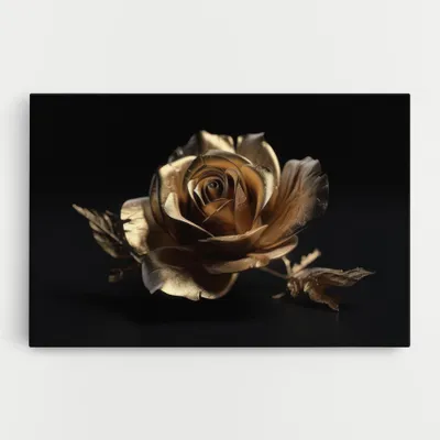 Produktbild von ARTHUB® Leinwandbild 80x120 cm, Gold Rose | Wohnzimmerdekoration, Hängende Bilder, Wanddekoration, Heimdekoration, Blumen, Rosen