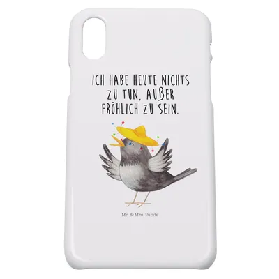 Produktbild von Mr. & Mrs. Panda Iphone 10 Handyhülle Rabe Sombrero - Weiß - Geschenk, X, Spruch Positiv, glücklich sein, Cover, Hülle, Elster, Vogel, Handy, Lustige Sprüche, Motivation