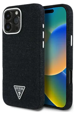 Produktbild von Guess Denim Triangle Logo MagSafe Hülle iPhone 16 Pro