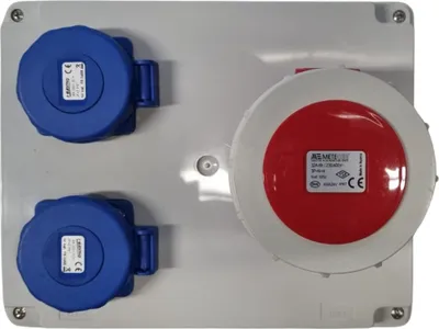 Produktbild von IP65 Stromverteiler Wandverteiler Steckdosen verdrahtet IP65 CEE 32A  2x230V R-240 G3.0334