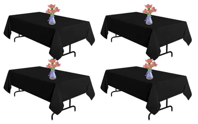 Obrázok produktu pre Sada 4 obrusov, 152 x 320 cm, čierna farba, materiál: polyester, vhodné na obdĺžnikové stoly, možné prať