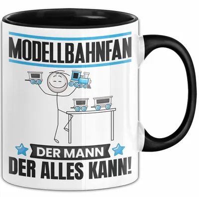 Produktbild von Modellbahnfan Tasse Geschenk für Modellbahnfan Der Mann Der Alles Kann Geschenkidee zum Geburtstag (Schwarz)