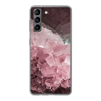 Produktbild von MuchoWow® Handyhülle Schutzhülle Hülle für Samsung Galaxy S21 Naturstein - Rosa - Kristall Silikon Softcase Handy Hülle - Softcase