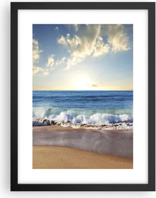 Produktbild von Gerahmtes Poster - Schwarzer Rahmen - Meer Ufer Wasser - 30x40 cm - Wand Bild - Wanddeko - Wandbilder - Kunstposter - Wandposter - Bilderrahmen - Bilder - Kunstdruck - Wandbild - P2BPA30x40-3551
