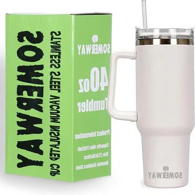 Image de Mug de voyage isotherme 1182 ml en acier inoxydable blanc