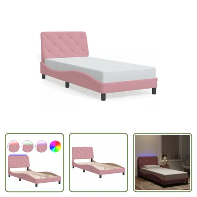 Immagine prodotto di The Living Store Struttura letto con luci LED Rosa 90x190 cm in velluto