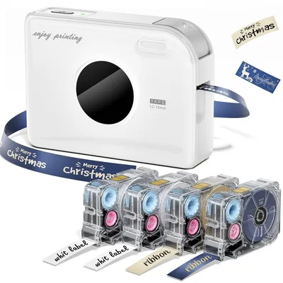 Immagine prodotto di Stampante per etichette a nastro - Trasferimento termico - Bluetooth - Portatile - 4 nastri