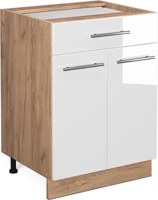 Produktbild von Küchenunterschrank Vicco Fame-Line Weiß Hochglanz 60 cm mit Schublade, ohne Arbeitsplatte, Model 38337
