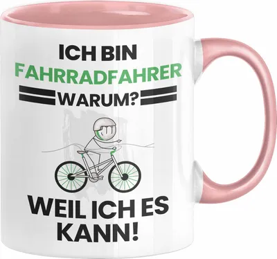 Produktbild von Fahrradfahrer Geschenk Tasse Lustiger Spruch Ich Bin Fahrradfahrer Warum Weil Ich Es Kann Geschenkidee Bester Fahrradfahrer Geburtstag Kaffee-Becher (Rosa)