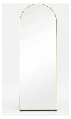 Obrázek produktu pro SensaHome Zrcadlo – Minimalistické nástěnné zrcadlo – Volně stojící zrcadlo s kovovým rámem – Zlatá barva – Moderní design – Zrcadlo do ložnice – 150x50 cm