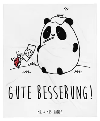 Produktbild von Mr. & Mrs. Panda Decke Panda Gute Besserung - Weiß - Geschenk, Kunstfelldecke, Kuscheldecke, Tagesdecke, Bettdecke, Sofaüberwurf