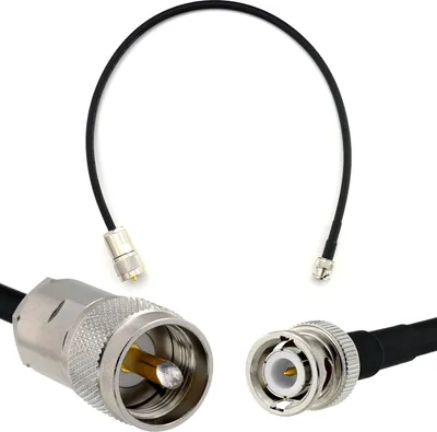 Obrázek produktu pro 50cm koaxiální kabel BNC samec na PL259 UHF - Prodlužovací kabel BNC PL HF-240 (ekvivalent LMR 240) 0,5 metru propojovací kabel (50 Ohm) - Černý anténní kabel pro HAM rádio CB rádio WIFI anténu