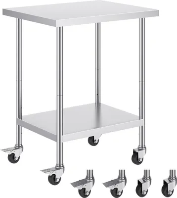 Image de Table de travail sur roulettes Table de préparation de cuisine 610x762mm - Gastro - idéal pour la gastronomie et la cuisine professionnelle