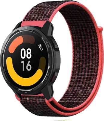 Produktbild von Strap-it Xiaomi Watch S1 Nylonarmband (Schwarz/Rot)