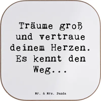 Produktbild von Mr. & Mrs. Panda Holzuntersetzer Spruch Herzen Vertrauen - Weiß - Geschenk, ermutigende Geschenke, Zuversicht, Liebesgeschenk, Untersetzer für Gläser, Mutmacher, Coaster
