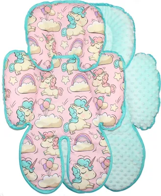 Produktbild von Sitzverkleinerer MINKY Einlage Baby Kind für Auto Kindersitz Babyschale Einsatz 24. Einhorn + Minze