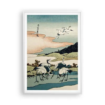 Produktbild von Gerahmtes Poster - Weißer Rahmen - Japan Kraniche Bild - 70x100 cm - Wand Bild - Wanddeko - Wandbilder - Kunstposter - Wandposter - Bilderrahmen - Bilder - Kunstdruck - P2WPA70x100-4541