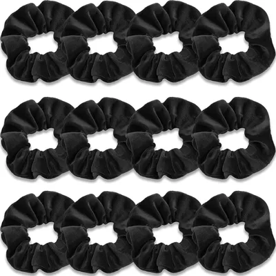Image de VENUSTE Scrunchies velours noir 12 pièces, bandeaux élastiques souples pour les cheveux