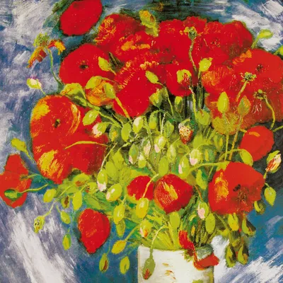 Produktbild von Vincent Van Gogh Kunstdruck Bild - Vase Mit Rotem Klatschmohn, 1886 (100 x 100 cm)