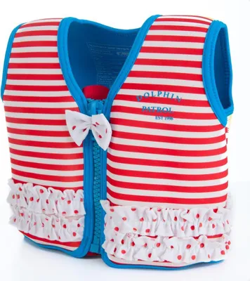 Obrázok produktu pre Konfidence Jacket Detská záchranná plávacia vesta neoprénová Marthas Red Stripe Frills 4 - 5 rokov