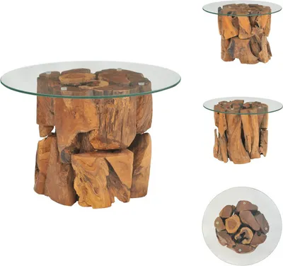 Immagine prodotto di vidaXL Tavolino da caffè in teak massiccio driftwood 60 cm - Tavolini da caffè