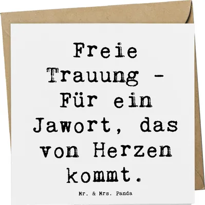 Produktbild von Mr. & Mrs. Panda Grußkarte Spruch Freie Trauung Jawort - Weiß - Geschenk, Heirat, individuelle Hochzeit, Geschenke, anlasskarte, Hochzeitszeremonie, Heiraten, faltkarte