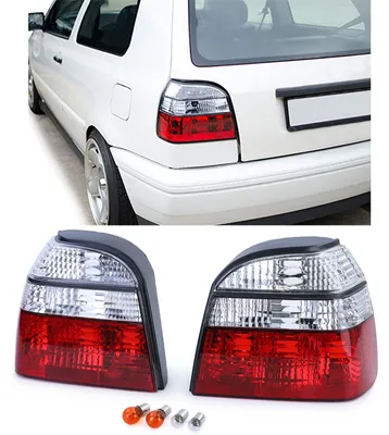 Image de Feux arrière rouges/blancs pour Volkswagen Golf 3, berline/cabriolet, de 1991 à 1997