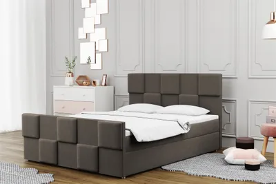 Produktbild von Boxspringbett Schlafzimmerbett MURILO 160x200cm in Stoff Monolith Graubraun