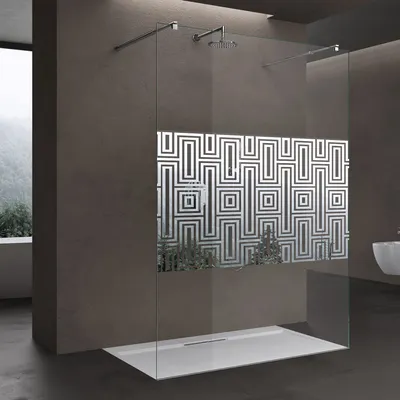 Produktbild von doporro Duschwand Duschtrennwand 120x200 Walk-In Dusche mit Doppel-Stabilisator aus Echtglas 10mm ESG-Sicherheitsglas Klarglas mit Labyrinth-Design