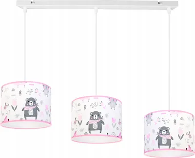 Produktbild von Hängelampe für Kinderzimmer - Deckenlampe - Pendelleuchte aus Metall mit Lampenschirm - Klassisch 3-Flammig, Rosa und Grau, Daisy