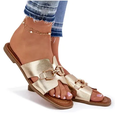 Produktbild von Damen Flache Sandalen Mit Dekorativem Detail Gold Amiresna 36