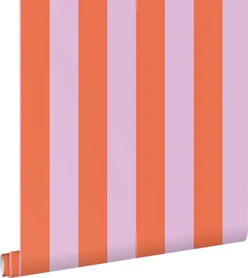 Obrázek produktu pro ESTAhome tapeta pruhy oranžová a fialová 53 cm x 10,05 m