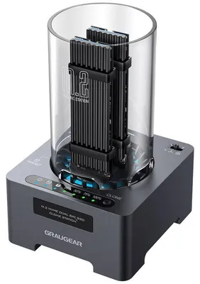 Productafbeelding van GrauGear G-M2DK-CL-20G GRAUGEAR DM.2 Klone Station M.2 NVMe SSD mit Lüfter 20Gbit