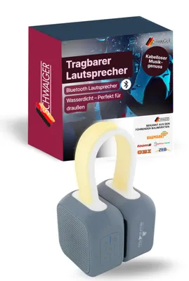 Produktbild von SCHWAIGER Bluetooth Stereo Lautsprecher I tragbare Musikbox mit Leuchtband I IPX
