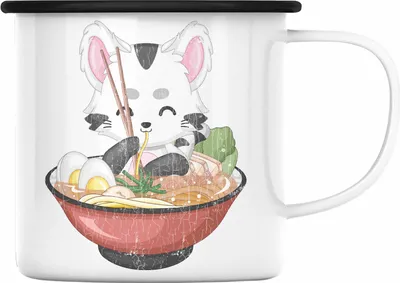 Produktbild von Trendation -  Anime Emaille Tasse Geschenk Spruch Emaille Emaille Tasse Geschenke Deko Anme Fan (Schwarz)