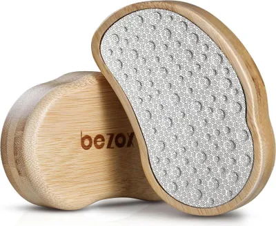 Image de BEZOX Lime à pied Enleveur de callosité Acier inoxydable Manche en bois Râpe à pied