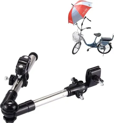 Produktbild von Universal-Regenschirmhalter für faltbare Fahrräder - Schirmständer, Rollstuhl-Regenschirmklemme, Griffanschluss, verstellbarer Schirmhalter für Kinderwagen, Stühle, Rollstühle, Roller, Golfwagen
