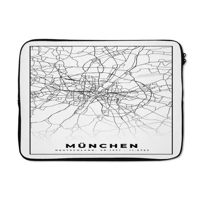 Produktbild von MuchoWow® Laptop Hülle 14 ZollMünchen - Karte - Stadtplan Laptoptasche - Laptoptasche - Stoßsicher - Schutzhaube