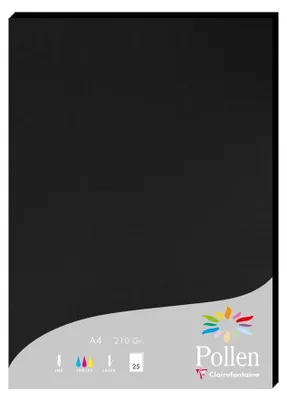 Produktbild von Clairefontaine Pollen, Laser-/Inkjet-Druck, A4 (210x297 mm), 25 Blätter, 210 g/m², Schwarz, Forest Stewardship Council (FSC) Mix