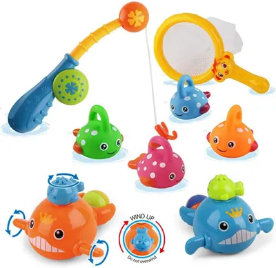 Produktbild von Badespielzeug Schimmelfreie Angelspiele Schwimmen Wale BPA-frei Wassertisch Pool Badezeit Badewanne Badewanne Spielzeug für Kleinkinder Baby Kinder Kleinkind Mädchen Jungen Badezimmer Fisch Set