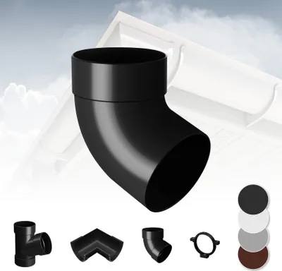 Produktbild von RAINWAY S Regenrinnen System (Rohrbogen 67° einfach anthrazit) - PVC-U Kunststoff in 4 Farben, für Dachflächen < 100m² empfohlen, Eckstück Bogen 67 Grad