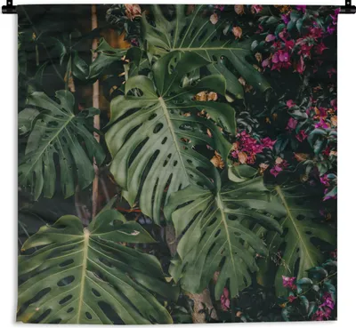 Produktbild von MuchoWow® Wandteppich Wandbehang Monstera (Lochpflanze) Hintergrund 90x90 cm Tapisserie Dekoration Wandtuch - Wandaufhänger