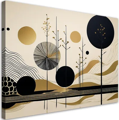 Produktbild von Leinwandbild Abstraktion Formen und Linien 60x40 Feeby Beige bild für die wand bereit zum aufhängen