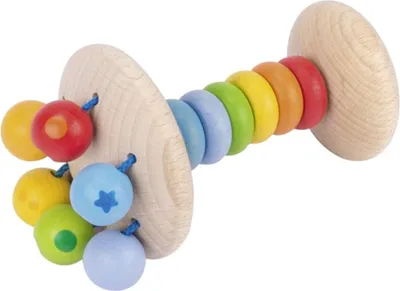 Produktbild von goki baby Greifling Stielrassel Regenbogen 18cm